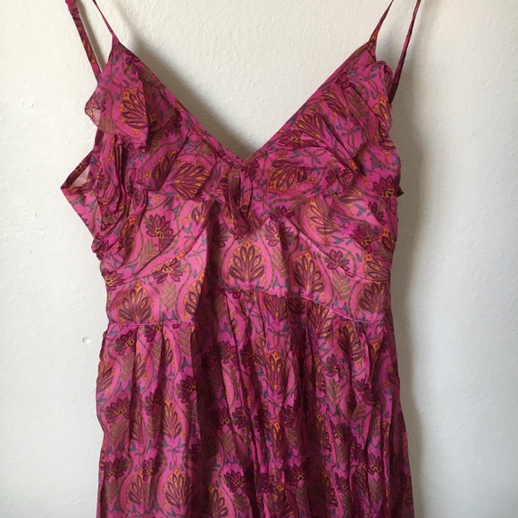 Anthropologie Aryn K Ruffle Silk Vintage Lotus S - Picture 5 of 8